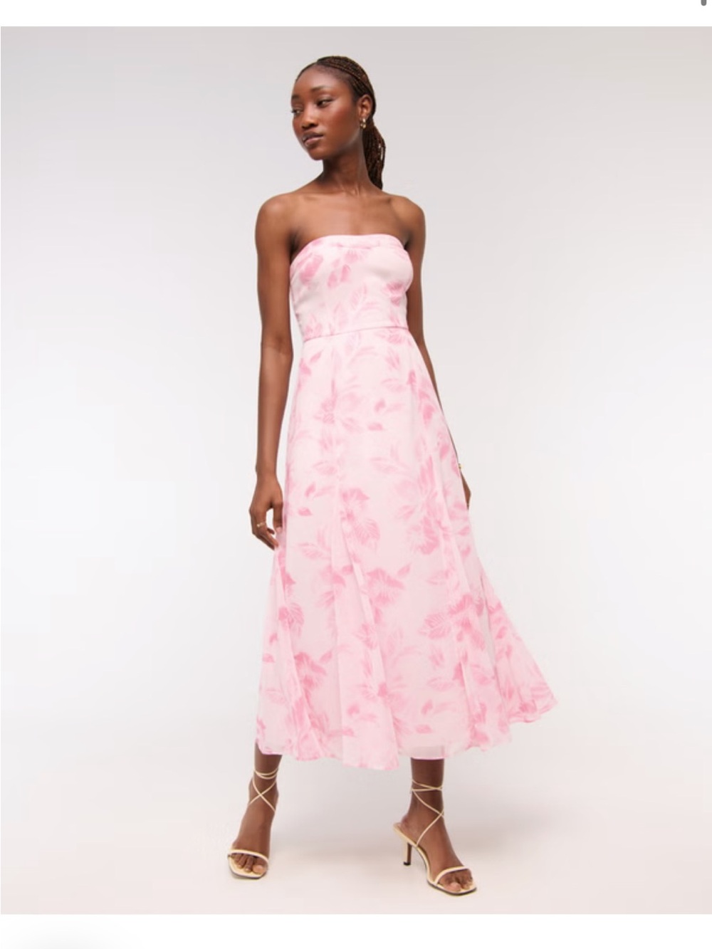 Abercrombie & Fitch Pink Floral Strapless Midi Dress, NWT, size XL